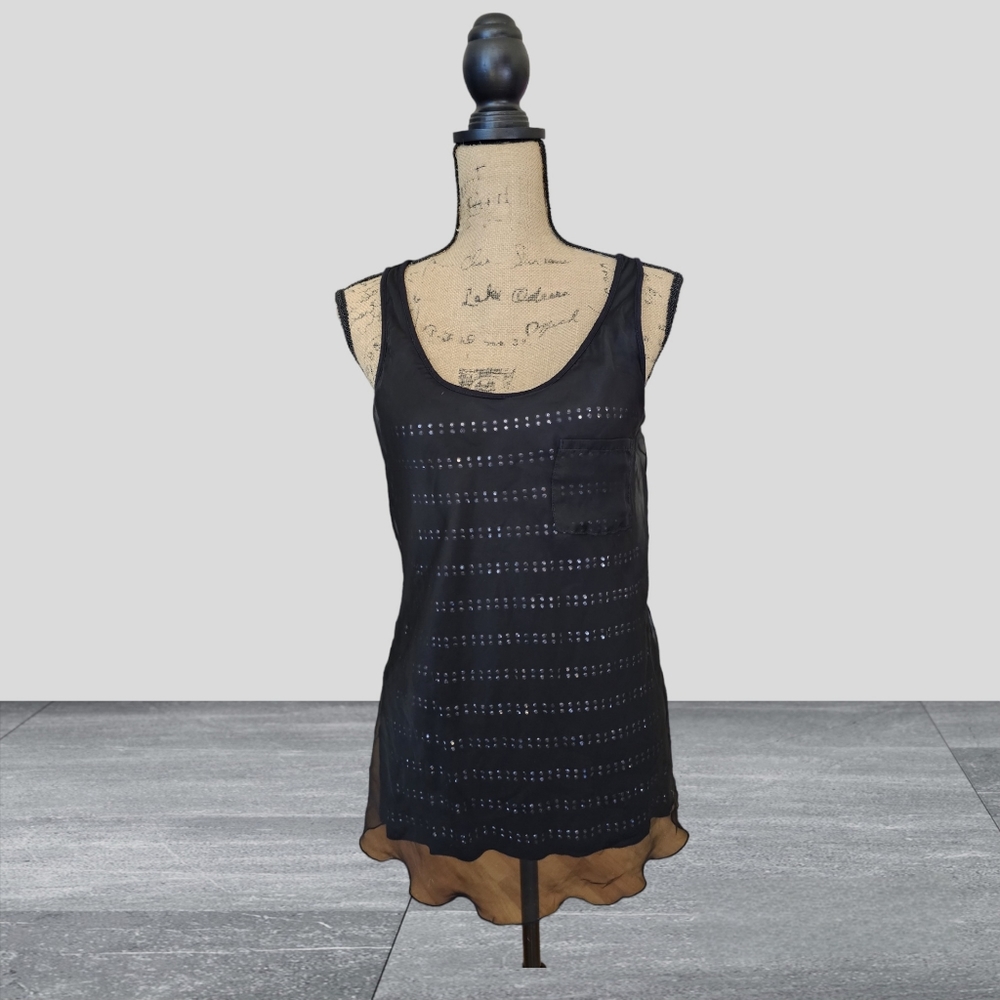 Scoop Neck Black Rhinestone Detailed Jessica Simpson Tank Top Size Small